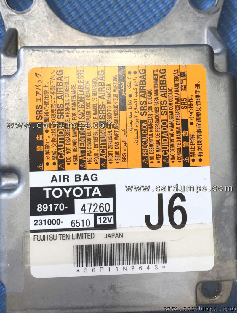 Toyota Prius airbag 93c86 89170-47260 Fujitsu Ten 231000-6510