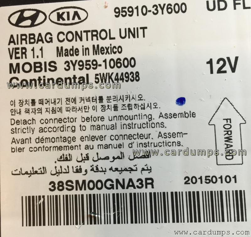 Hyundai Elantra 2013 airbag 95128 95910-3Y600