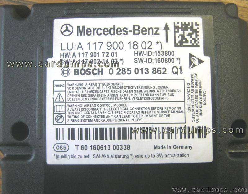 Mercedes C117 airbag 95256 A 117 900 18 02 Bosch 0 285 013 862