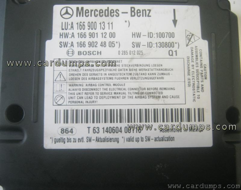 Mercedes W166 airbag 95128 A166 900 13 11 Bosch 0 285 012 025