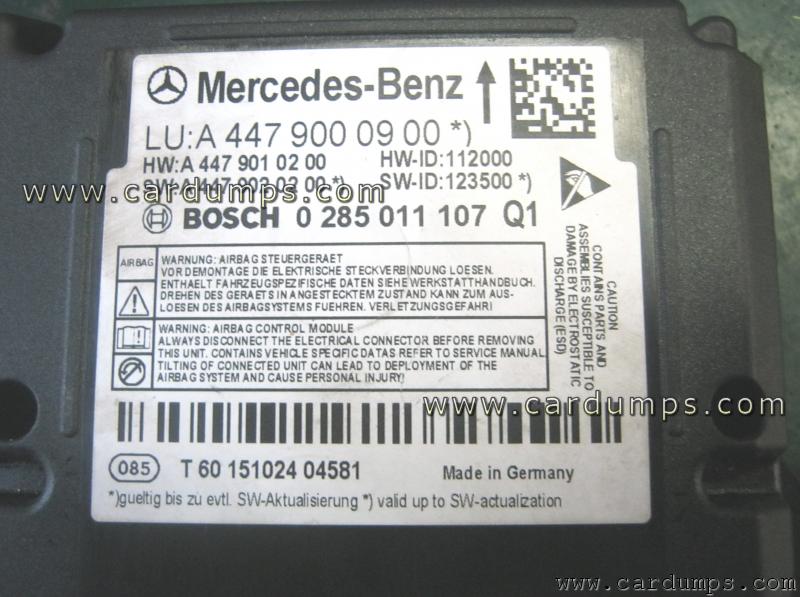Mercedes W447 2016 airbag 95256 A447 900 09 00 Bosch 0 285 011 107