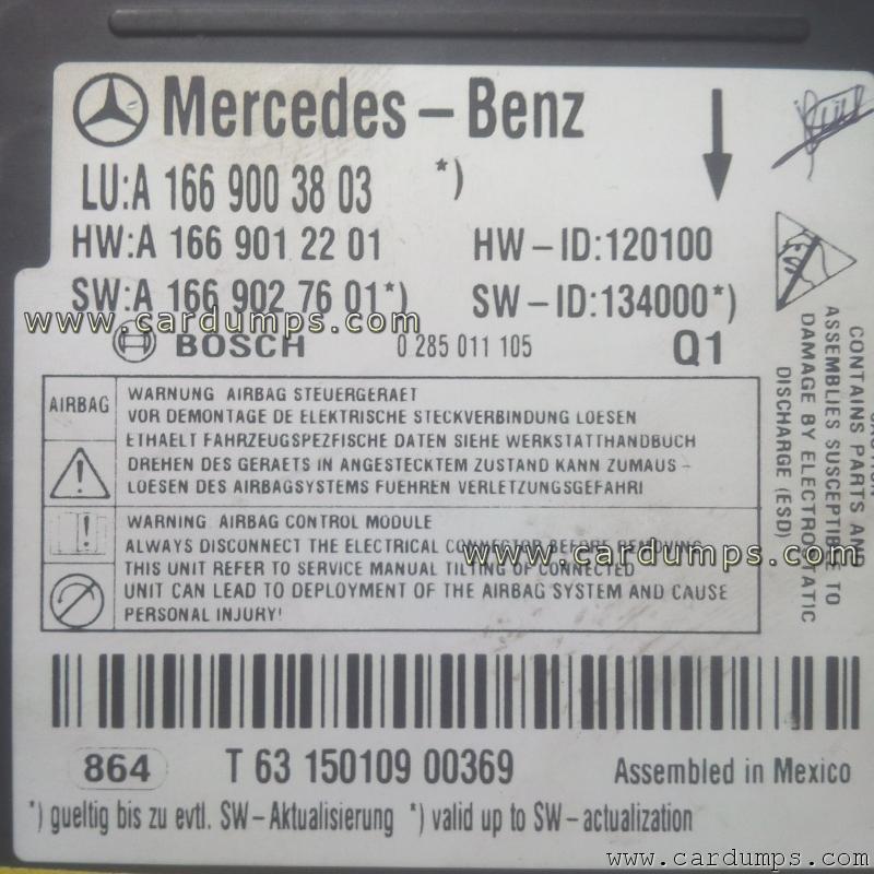 Mercedes X166 2015 airbag 95256 A 166 900 38 03 Bosch 0 285 011 105