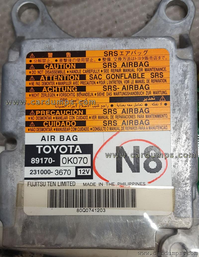 Toyota Hilux airbag 93с56 89170-0K070 Fujitsu Ten 231000-3670