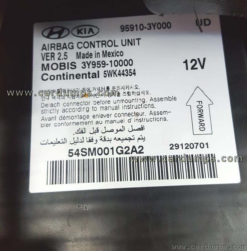 Hyundai Elantra 2013 airbag 25128 95910-3Y000 Mobis 3Y959-10000 Continental 5WK44354