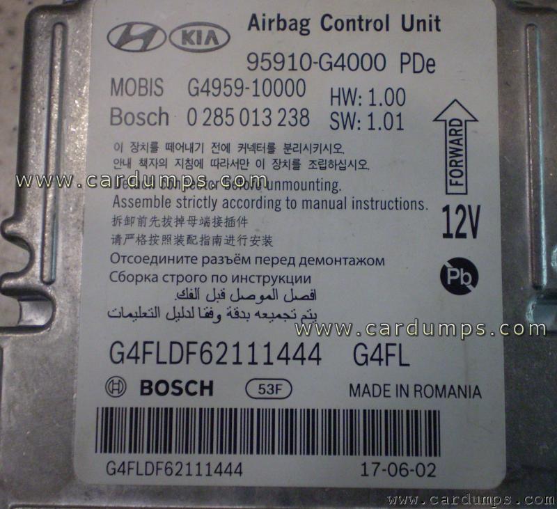 Hyundai i30 airbag 95256 95910-G4000 Mobis G4959-10000 Bosch 0 285 013 238